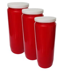 Enlightening Candles Grafkaars/gedenklicht - 3x - rood - 7 cm x 20 cm - 9 dagen - Noveenkaars - Gedenkkaars - Graflicht -