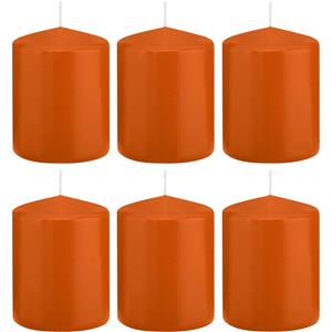 Trend Candles 6x Oranje cilinderkaarsen/stompkaarsen 6 x 8 cm 29 branduren -