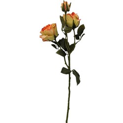 Buitengewoon de boet Kunstbloem roos 53 cm, geel/rood - 