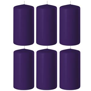 Enlightening Candles 6x Paarse cilinderkaarsen/stompkaarsen 6 x 8 cm 27 branduren -
