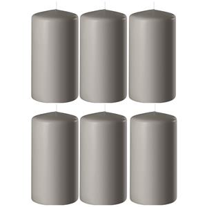Enlightening Candles 6x Zandgrijze cilinderkaarsen/stompkaarsen 6 x 8 cm 27 branduren -