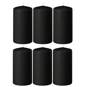 Enlightening Candles 6x Zwarte cilinderkaarsen/stompkaarsen 6 x 8 cm 27 branduren -