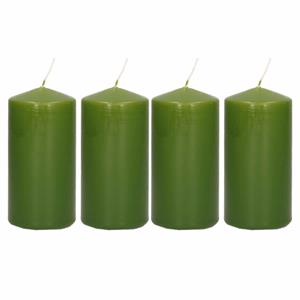 Trend Candles Cilinderkaars/stompkaars - 6x - olijfgroen - 5 x 10 cm - 23 branduren -