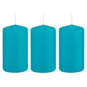 Trend Candles Cilinderkaars/stompkaars - 6x - turquoise - 5 x 10 cm - 23 branduren -
