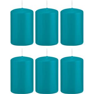 Trend Candles Cilinderkaars/stompkaars - 6x - turquoise - 5 x 8 cm - 18 branduren -