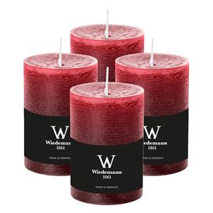 Wiedemann Cilinderkaars/stompkaars - 4x - rustieke kaars - bordeauxrood - 7 x 10 cm - 43 branduren -