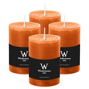 Wiedemann Cilinderkaars/stompkaars - 4x - rustieke kaars - cognac bruin - 7 x 10 cm - 43 branduren -