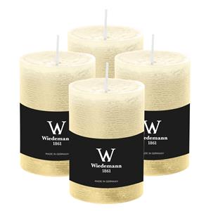 Wiedemann Cilinderkaars/stompkaars - 4x - rustieke kaars - creme wit - 7 x 10 cm - 43 branduren -