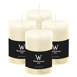 Wiedemann Cilinderkaars/stompkaars - 4x - rustieke kaars - ivoorwit - 7 x 10 cm - 43 branduren -