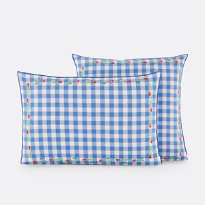 LA REDOUTE INTERIEURS Gingham geborduurd katoenen kussensloop Veldi blauw