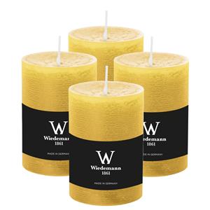 Wiedemann Cilinderkaars/stompkaars - 4x - rustieke kaars - okergeel - 7 x 10 cm - 43 branduren -
