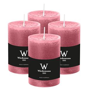 Wiedemann Cilinderkaars/stompkaars - 4x - rustieke kaars - oudroze - 7 x 10 cm - 43 branduren -