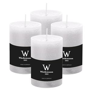 Wiedemann Cilinderkaars/stompkaars - 4x - rustieke kaars - wit - 7 x 10 cm - 43 branduren -