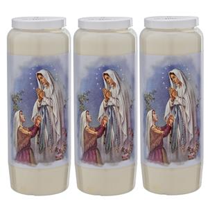 Enlightening Candles Noveenkaars - 3x - wees gegroet - wit - met gebed - 6 x 18 cm - 9 dagen - kaarsen -