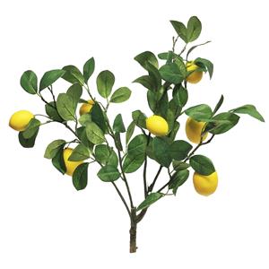 Bellatio Design Kunstbloem citrusfruit tak citroen - 60 cm - geel - losse steel - Kunst zijdebloemen -
