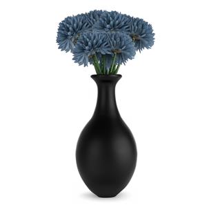 Chaks Kunstbloemen boeket dahlia - 3x - blauw - 26 cm - bloemstuk - onderhoudsvrij -