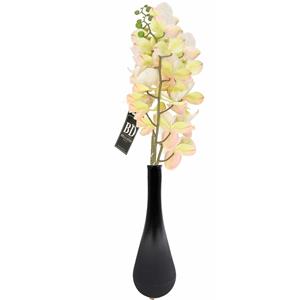 Bellatio Design Kunstbloem Orchidee Bora - 3x - wit - cm - losse steel - kunst zijdebloem - Phalaenopsis -
