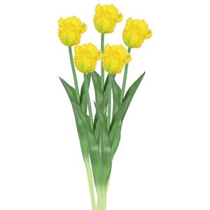 Countryfield Kunstbloem tulp Parkiet - 5x - geel - real touch - levensecht - cm - decoratie bloemen -