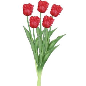 Countryfield Kunstbloem tulp Parkiet - 5x - rood - real touch - levensecht - cm - decoratie bloemen -