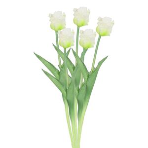 Countryfield Kunstbloem tulp Parkiet - 5x - wit - real touch - levensecht - cm - decoratie bloemen -