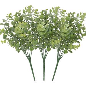 DK Design Kunstbloem Eucalyptus tak - 3x - 33 cm - groen - bundel/bosje - Kunst zijdebloemen -