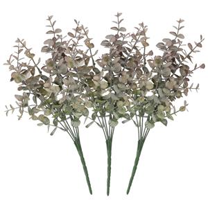 DK Design Kunstbloem Eucalyptus tak - 3x - 33 cm - saliegroen - bundel/bosje - Kunst zijdebloemen -