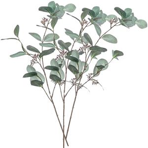 Emerald Kunstbloem Eucalyptus tak - 3x - 73 cm - groen - losse steel - Kunst zijdebloemen -