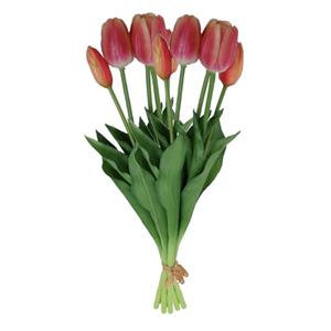 Countryfield Kunst tulpen boeket Fleur - 10x stuks - lichtrood - real touch - cm -