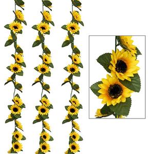 Atmosphera Kunstbloemen slinger zonnebloemen - 3x - 180 cm - geel/groen - decoratie - versiering -
