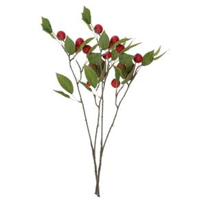 DK Design Kunstbloem fruit tak met appels - 2x - 76 cm - rood - Kunst zijdebloemen -