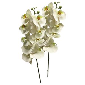 Bellatio Design Kunstbloem Orchidee Bora - 2x - wit - 108 cm - losse steel - kunst zijdebloem - Phalaenopsis -