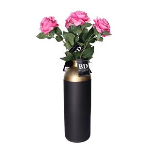 Bellatio Design Kunstbloem Roos Dijon - 5x - 64 cm - donker roze - kunst zijdebloemen -