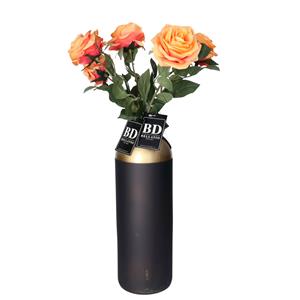 Bellatio Design Kunstbloem Roos Dijon - 5x - 64 cm - oranje - kunst zijdebloemen -