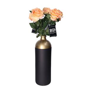 Bellatio Design Kunstbloem Roos Dijon - 5x - 64 cm - perzik kleurig - kunst zijdebloemen -