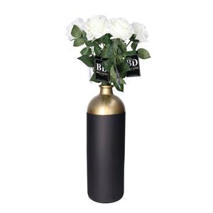 Bellatio Design Kunstbloem Roos Dijon - 5x - 64 cm - wit - kunst zijdebloemen -