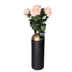 Bellatio Design Kunstbloem Roos Dijon - 5x - 64 cm - zacht roze - kunst zijdebloemen -