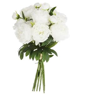 Atmosphera kunstbloemen - boeket - 13 pioenen - wit - 50 cm -