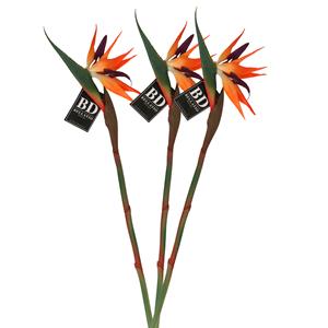Bellatio Design Kunstbloem Strelitzia/Paradijsvogelplant - 3x - 84 cm - losse steel - kunst zijdebloem -