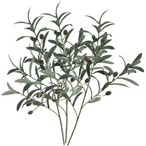 Bellatio Design Kunstbloem Olijf tak - 3x - 75 cm - groen - Olijfboom losse steel - Kunst zijdebloemen -