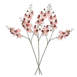 Mica Decorations Kunstbloem Orchidee tak - 3x - lichtroze - 75 cm - Kunst zijdebloemen -
