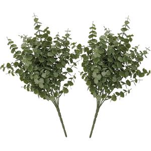 DK Design Kunstbloem Eucalyptus tak - 2x - 47 cm - groen - bundel/bosje - Kunst zijdebloemen -