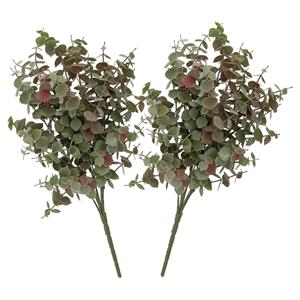 DK Design Kunstbloem Eucalyptus tak - 2x - 47 cm - saliegroen - bundel/bosje - Kunst zijdebloemen -