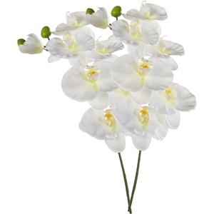 Emerald Kunstbloem Orchidee - 2x - 80 cm - wit - losse tak - kunst zijdebloem - Phalaenopsis -