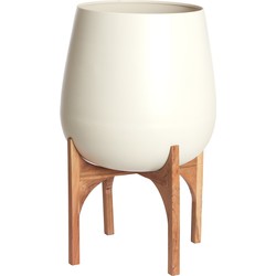 Light & Living Light&living Pot deco op voet Ø59x82 cm KARUNA hout+mat crème