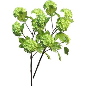 Bellatio Design Kunstbloem Viburnum/sneeuwbal Roseum - 3x - 60 cm - groen - losse steel - kunst zijdebloemen -