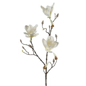 Emerald Kunstbloem Magnolia tak - 90 cm - wit/creme - Kunst zijdebloemen -