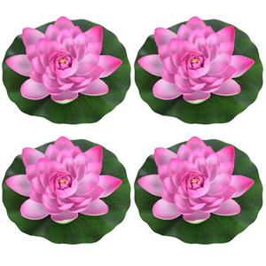 Merkloos 4x Roze drijvende kunst waterlelie bloemen 26 cm -