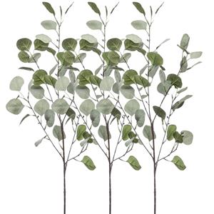 Emerald Kunstbloem Eucalyptus tak - 3x - 87 cm - groen - losse steel - Kunst zijdebloemen -