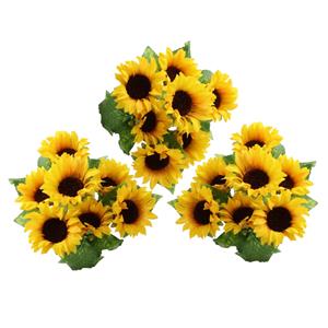 Chaks Zonnebloemen kunstbloemen boeket - 18x - geel - H34 cm -