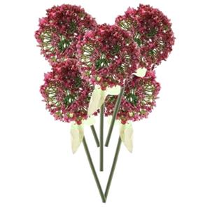 Merkloos Kunstbloemen Sierui/Allium - 5x - op steel - roze/rood - 70 cm - Bloemen voor binnen -